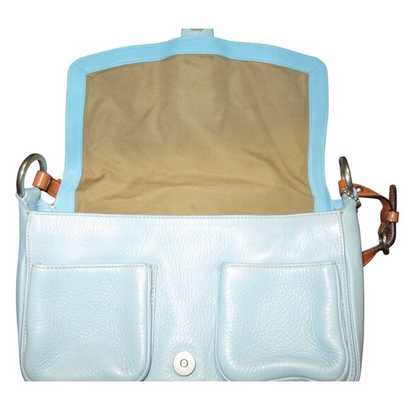 Coach 2008 Chelsea Pebbled Leather Buckle Flap Hobo Handbag in Tiffany Blue - Picture 6 of 13